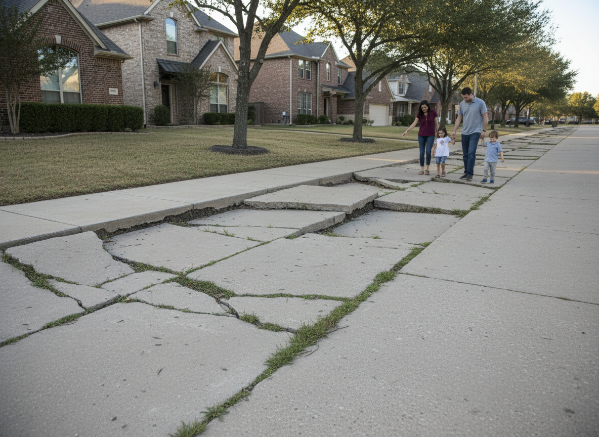 Common Trip Hazards from Settling Concrete in Frisco Neighborhoods
